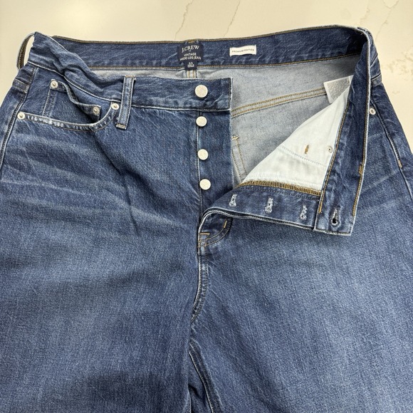 J. Crew Jeans Womens 36x29 Dark Wash Vintage Wide Leg Premium Edition Button Fly - Picture 2 of 12